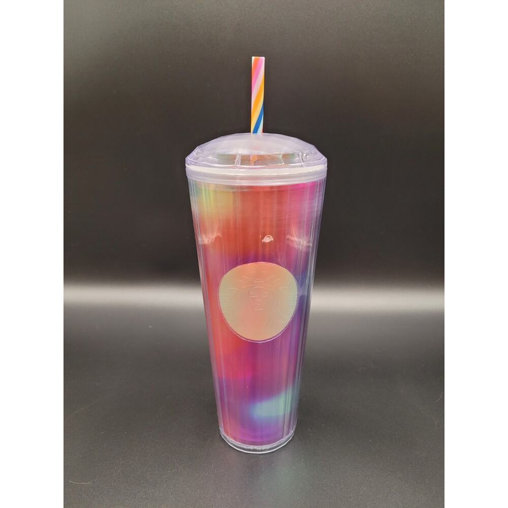 Starbucks Tumbler Kaleidescope Dome Lid Rainbow Iridescent 2021 Cold Cup